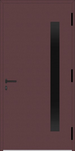 Drzwi zewnętrzne czerwone ral 3005 z szybą grafit