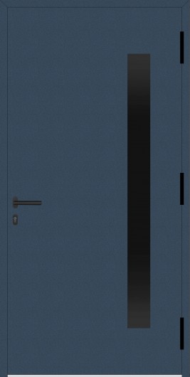 Drzwi zewnętrzne niebieskie ral 5004 z szybą grafit