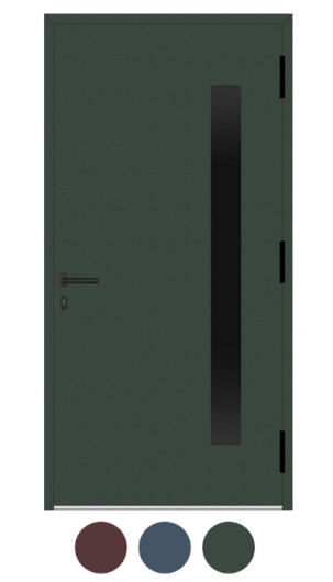 Drzwi aluminiowe zewnętrzne przeszklone zielone Ral 6009 czarna szyba
