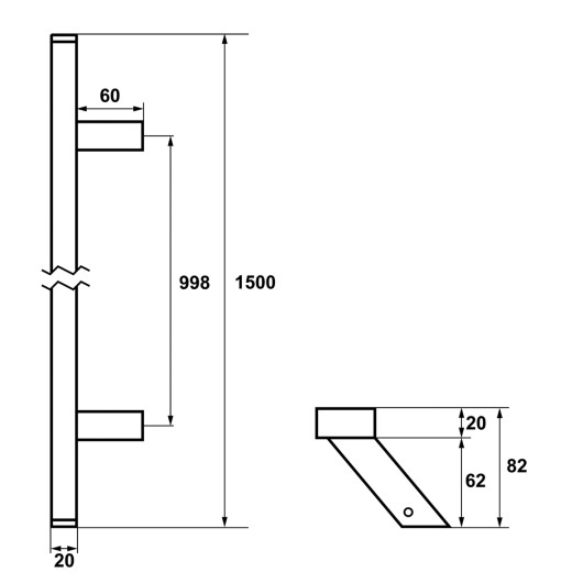 AXA skośna, kwadratowa antaba Amsterdam dwustronna 150 cm