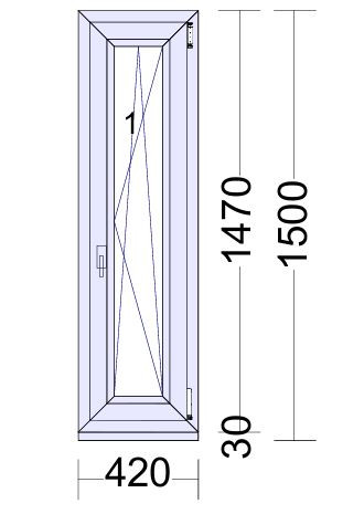 Okno PCV Veka PREMIUM 420x1470 RU prawe obustronny złoty dąb trzyszybowe ciepła ramka