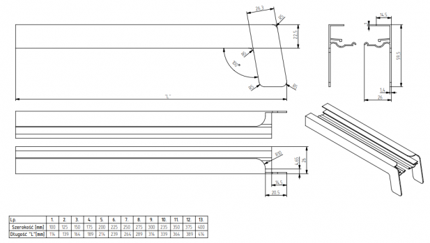 Zaślepki do parapetu aluminiowa 100 RAL 7016 MAT antracyt