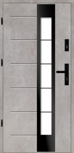 Drzwi zewnętrzne z szybą beton szare